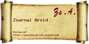 Zsarnai Arvid névjegykártya